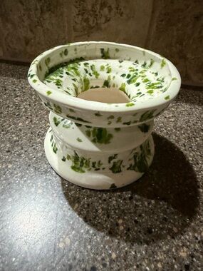 MCM-Vintage Classic Green Ceramic Candlestick-GORGEOUS 1970